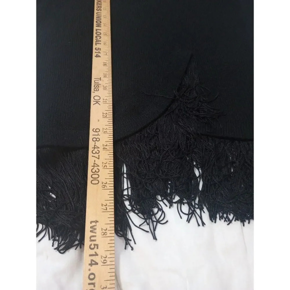 Evenings By Raul Blanco Sweater Sz 8 Vtg Hand Loomed Black Puff Sleeve Fringed - Picture 8 of 8